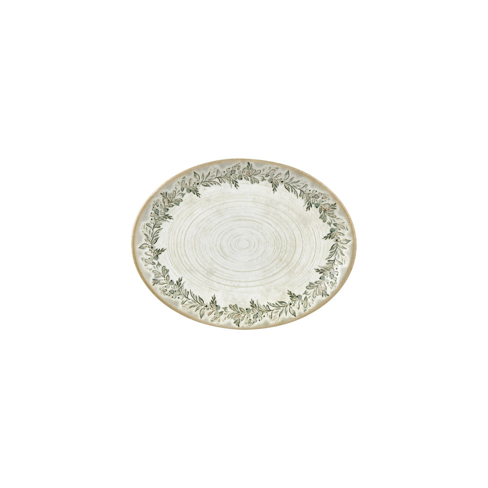 Oliva 9.75" x 7.5" x h:0" Oval Green Vitrified Plate