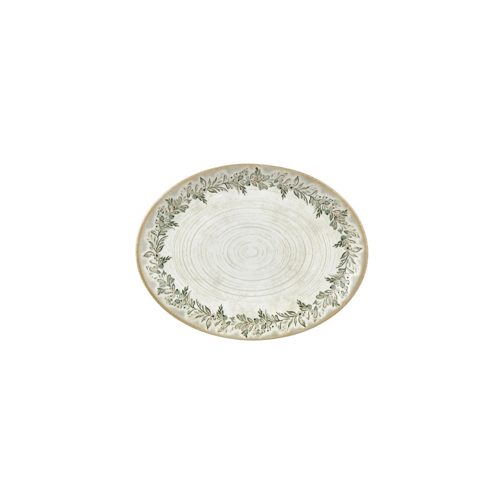 Oliva 9.75" x 7.5" x h:0" Oval Green Vitrified Plate