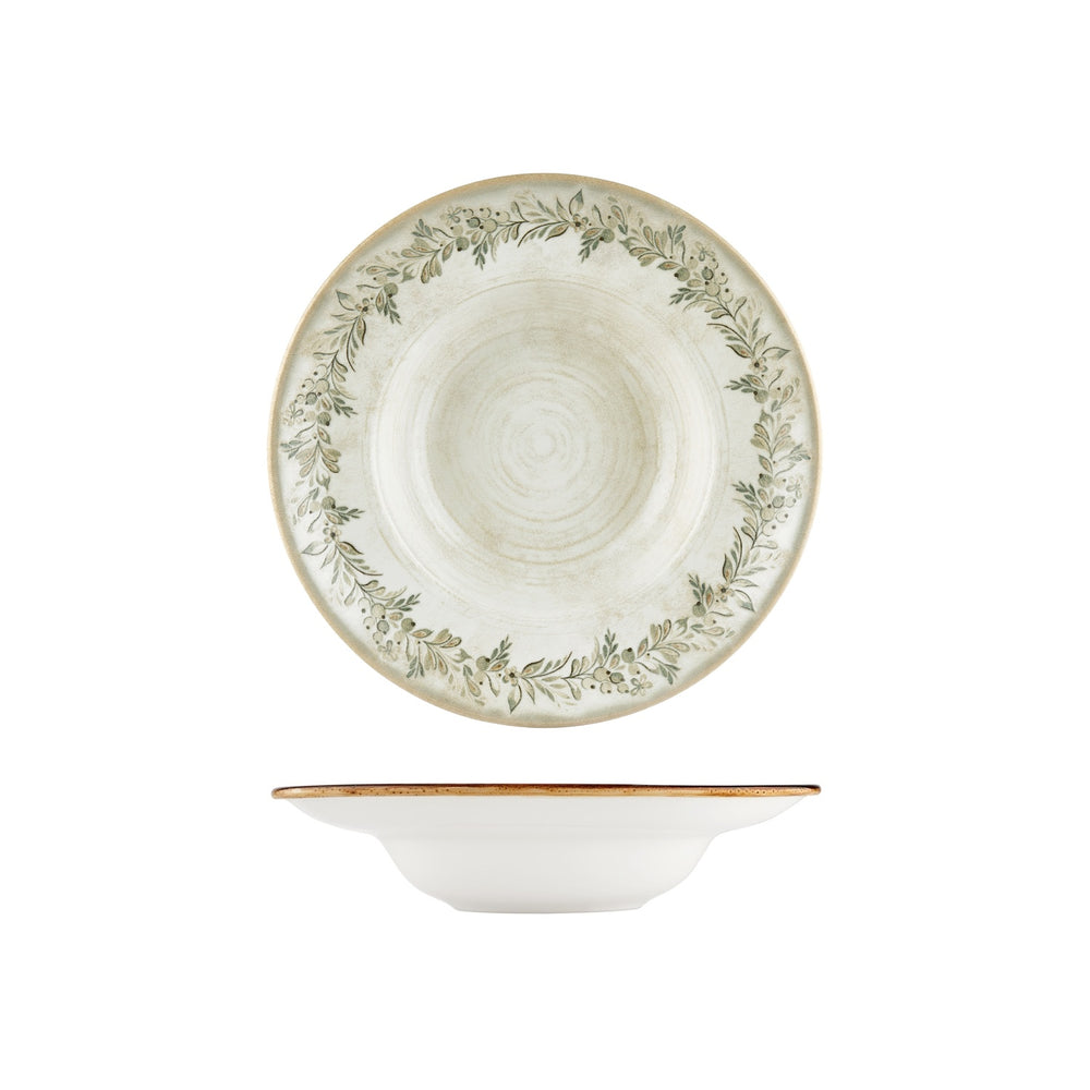Oliva dia.10.75" h:0" 17 oz. Round Green Vitrified Deep Plate