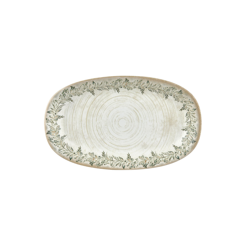 Oliva 13.5" x 8" x h:0" Oval Green Vitrified Platter