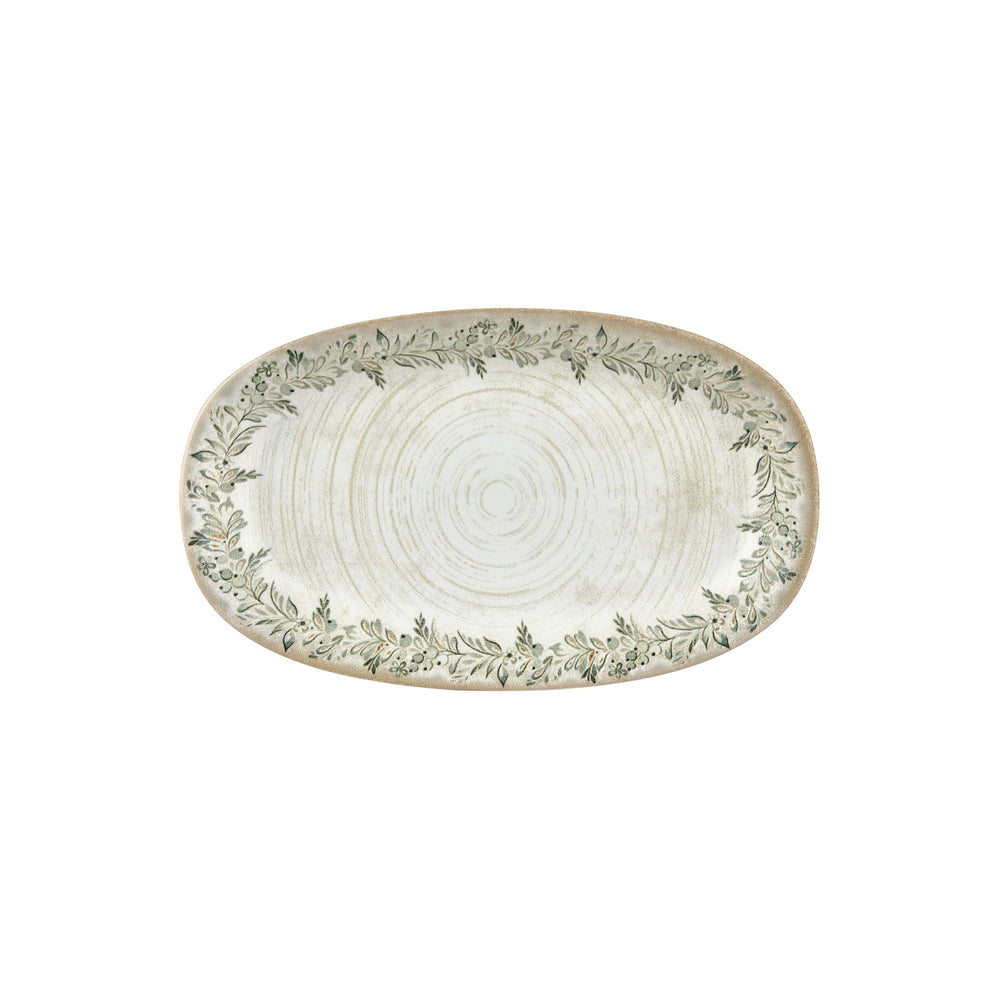 Oliva 13.5" x 8" x h:0" Oval Green Vitrified Platter