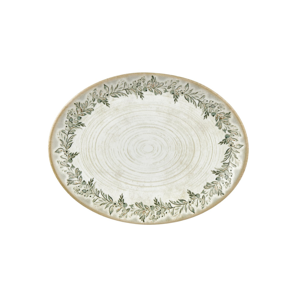 Oliva 14.25" x 11" x h:0.5" Oval Green Vitrified Platter