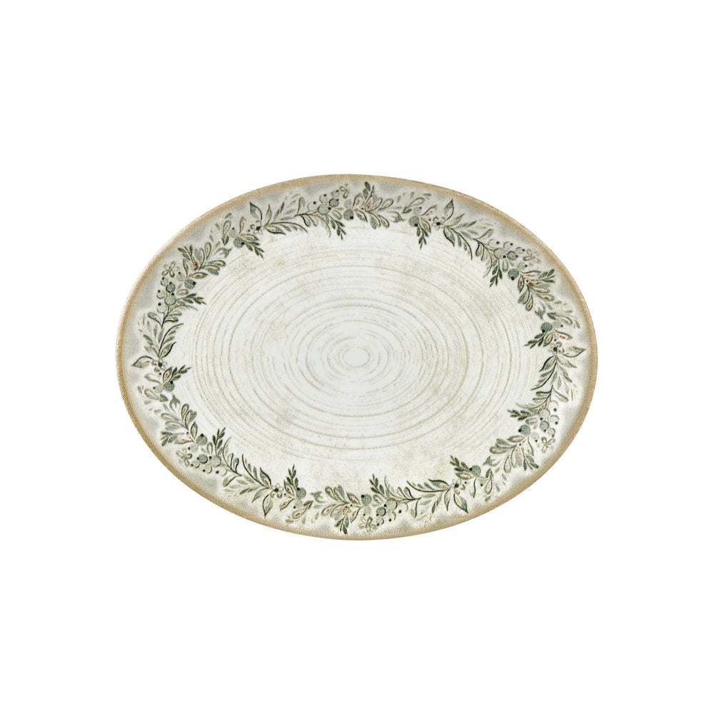 Oliva 14.25" x 11" x h:0.5" Oval Green Vitrified Platter