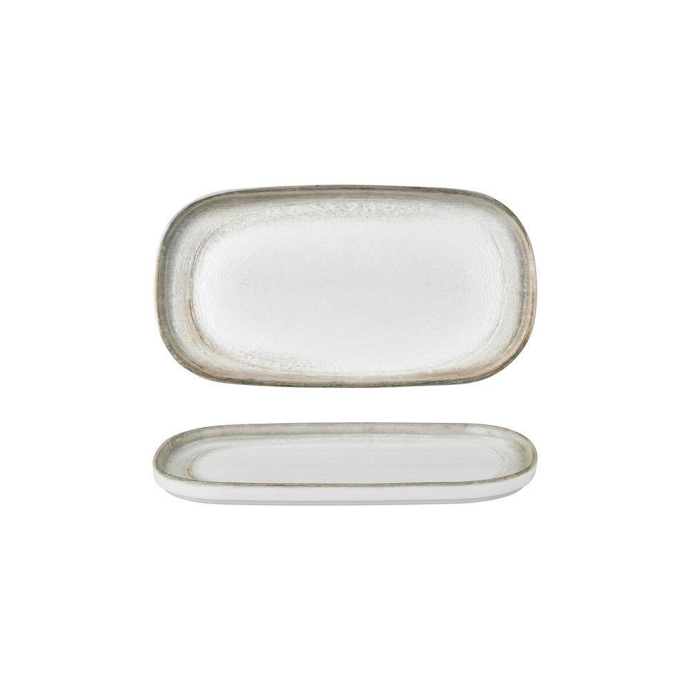 Ephyra 11.75" x 6.25" x h:0" Oval Gray Vitrified Platter