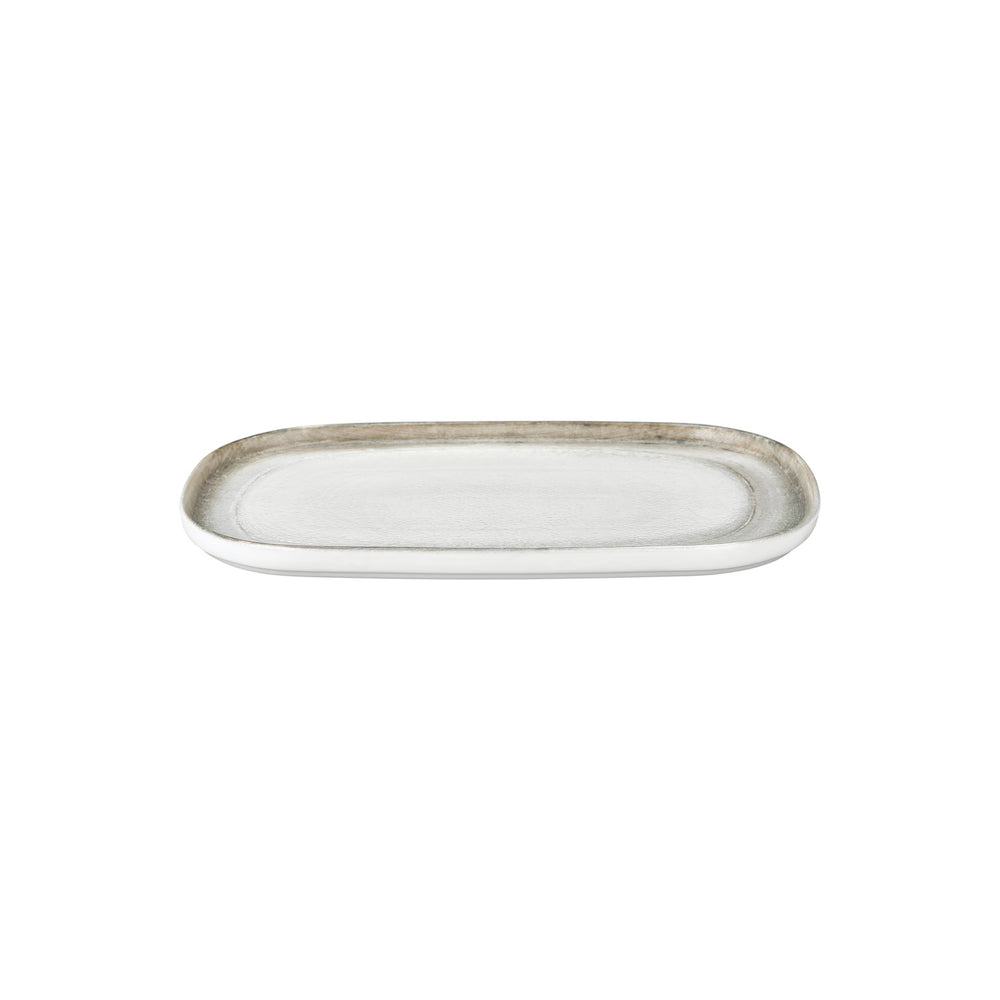 Ephyra 13.5" x 9" x h:0" Oval Gray Vitrified Platter