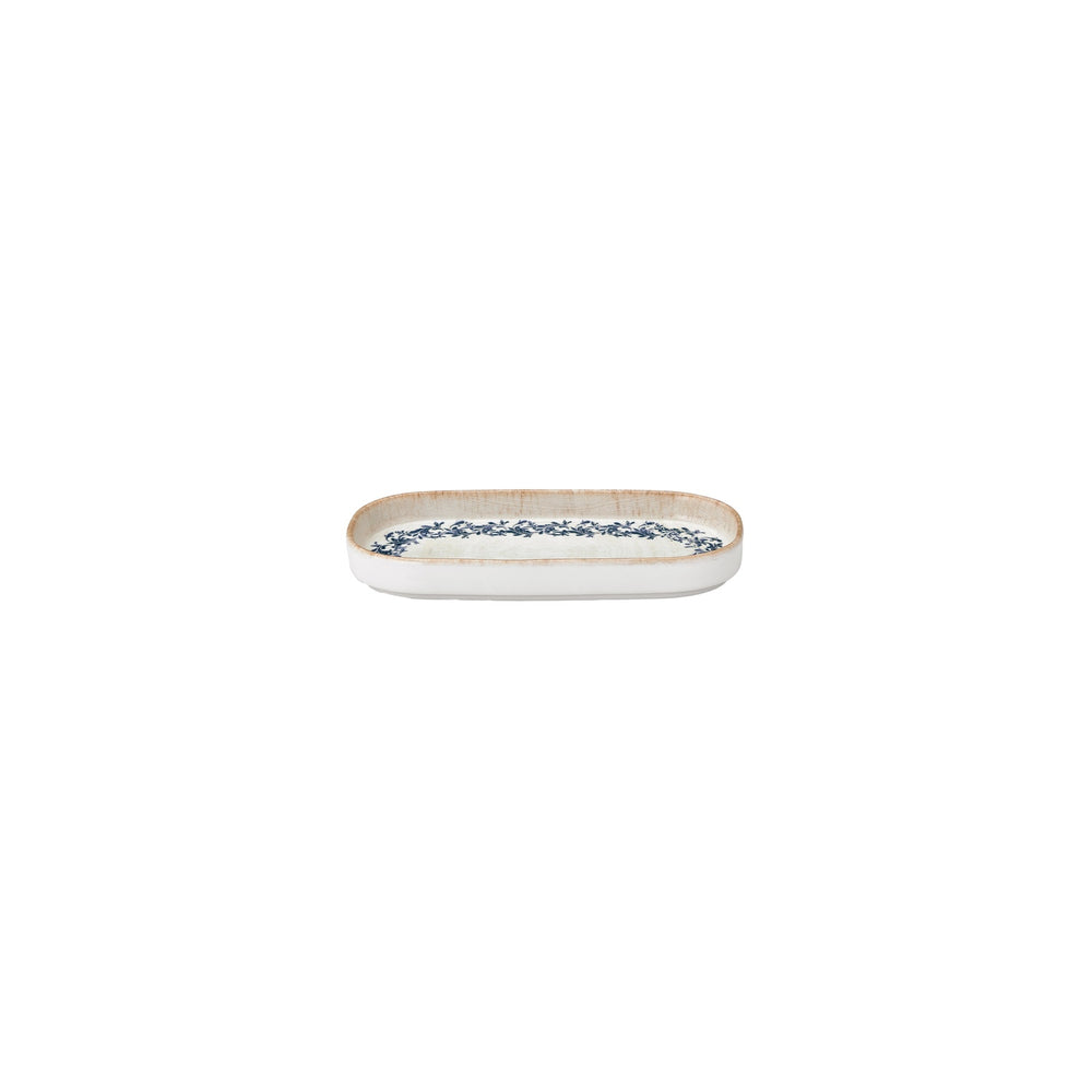 Kario 7.75" x 3.75" x h:0" Oval Blue Vitrified Platter