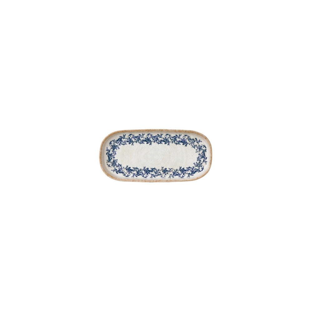 Kario 7.75" x 3.75" x h:0" Oval Blue Vitrified Platter