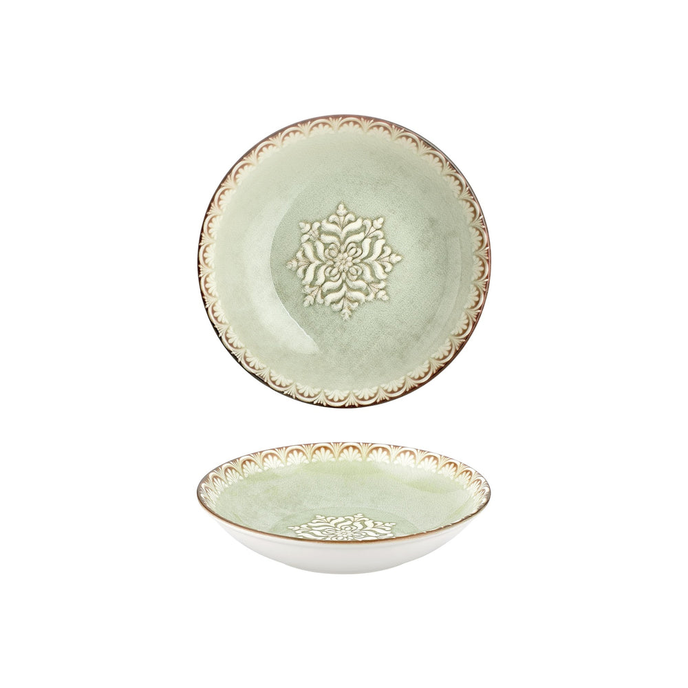 Rome dia.9" h:0" 34 oz. Round Green Vitrified Deep Plate