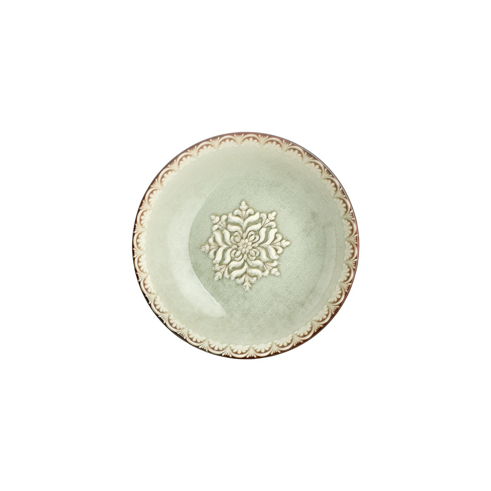 Rome dia.9.75" h:0" 44 oz. Round Green Vitrified Deep Plate