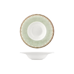 Rome dia.9.75" h:0" 14 oz. Round Green Vitrified Deep Plate