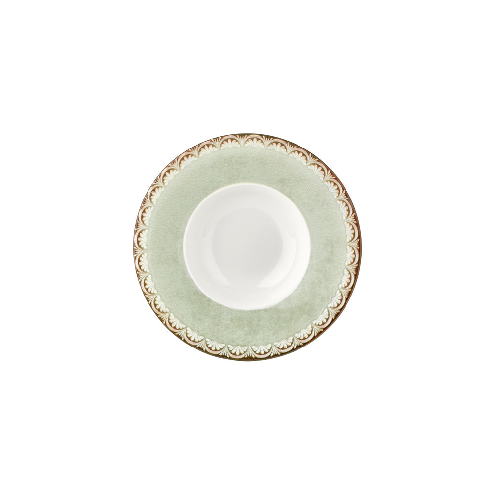 Rome dia.9.75" h:0" 14 oz. Round Green Vitrified Deep Plate