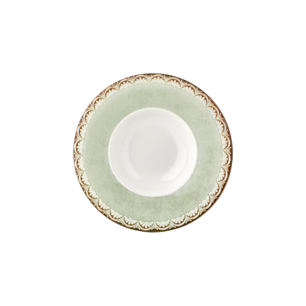 Rome dia.11" h:0" 16 oz. Round Green Vitrified Deep Plate