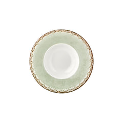 Rome dia.11" h:0" 16 oz. Round Green Vitrified Deep Plate