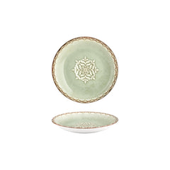 Rome dia.8.25" h:0" 17 oz. Round Green Vitrified Deep Plate