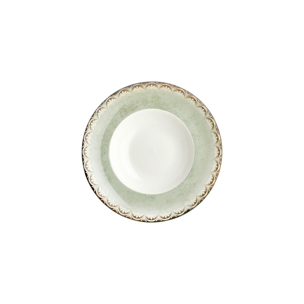 Rome dia.9.75" h:0" 14 oz. Round Green Vitrified Deep Plate