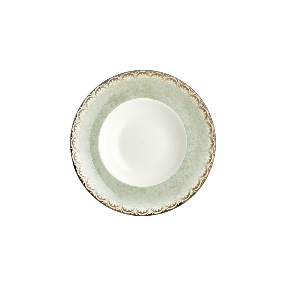 Rome dia.10.75" h:0" 17 oz. Round Green Vitrified Deep Plate