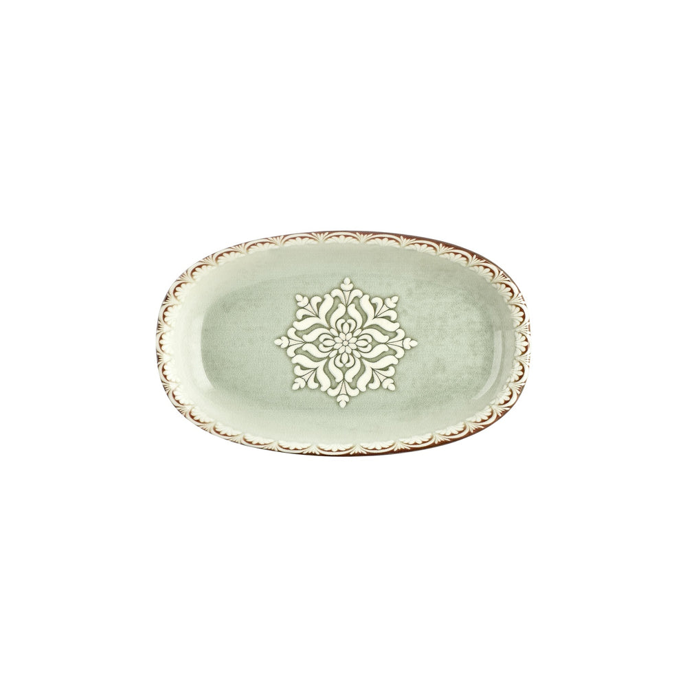 Rome 11.5" x 7" x h:0" Oval Green Vitrified Platter