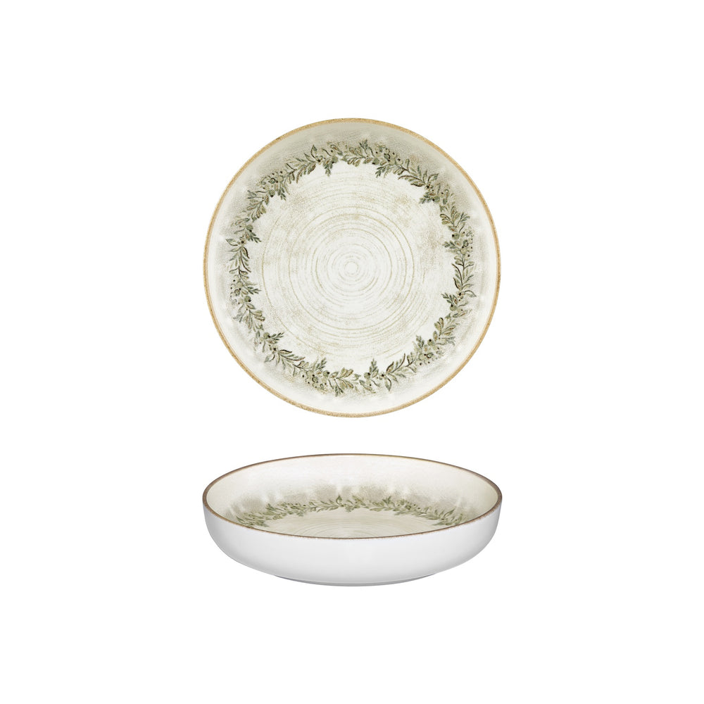 Oliva dia.9" h:0" 42 oz. Round Green Vitrified Deep Plate