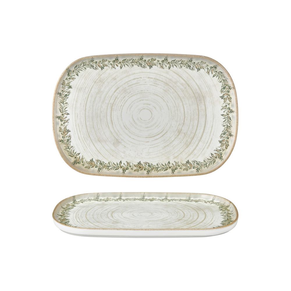 Oliva 13.5" x 9" x h:0" Oval Green Vitrified Platter