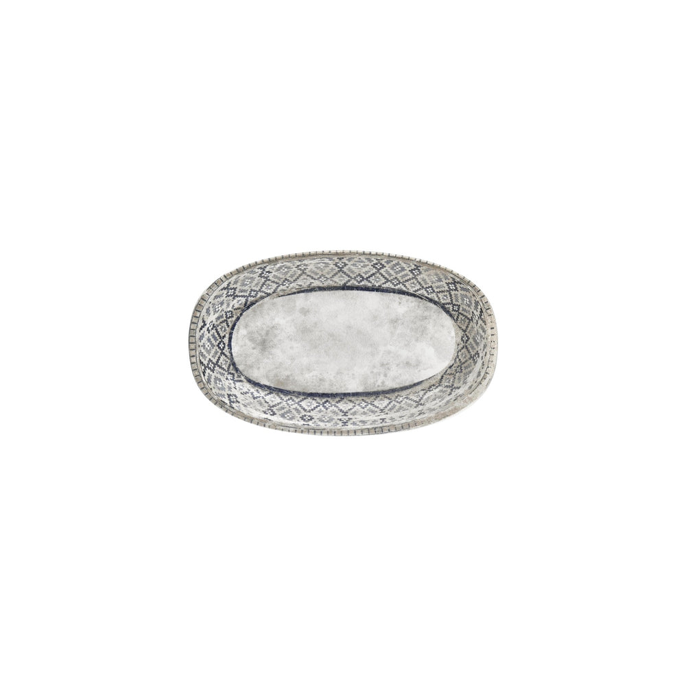 Zafira 9.5" x 5.75" x h:0" Oval Beige Vitrified Platter