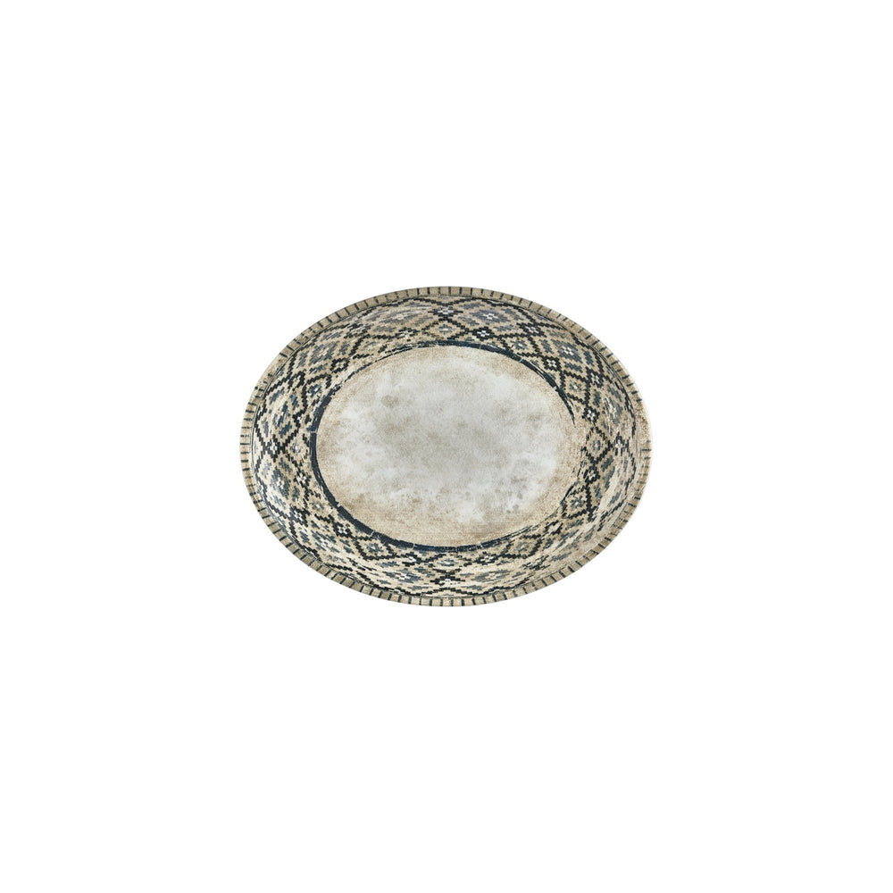 Zafira 9.75" x 7.5" x h:1" Oval Beige Vitrified Platter