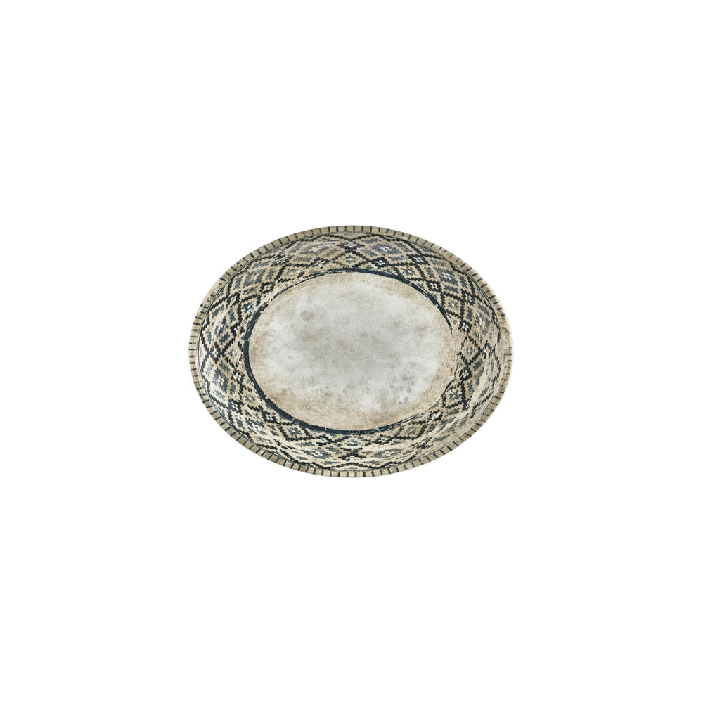 Zafira 9.75" x 7.5" x h:1" Oval Beige Vitrified Platter