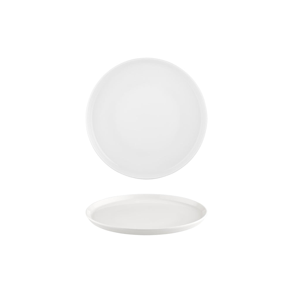 Smooth White dia.8.75" Round Warm White Vitrified Plate