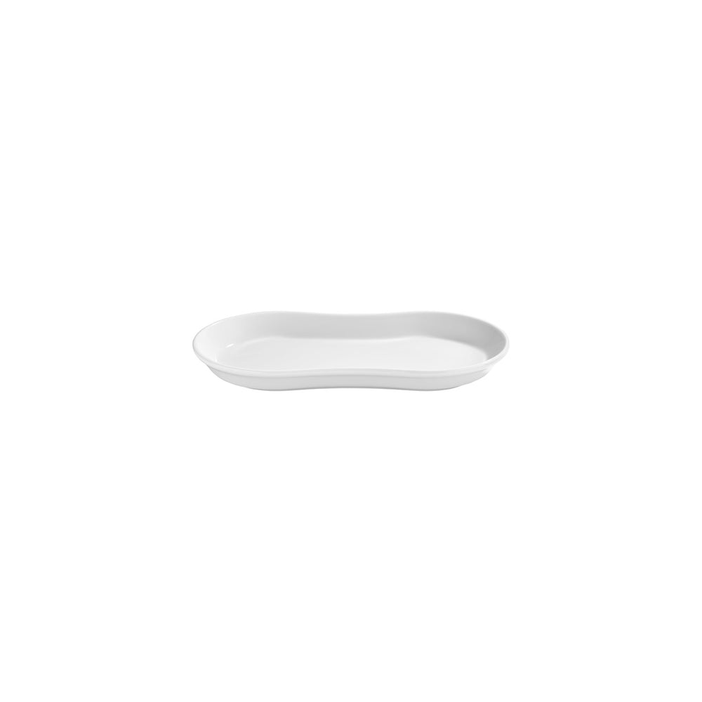 Smooth White 9.5" x 5.5" x h:0" Oval Warm White Vitrified Platter