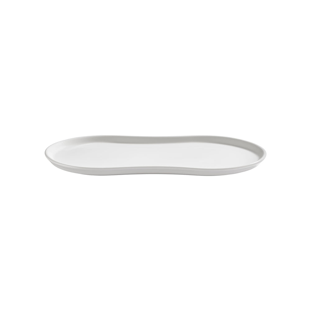 Smooth White 15" x 7.75" x h:0" Rectangular Warm White Vitrified Platter