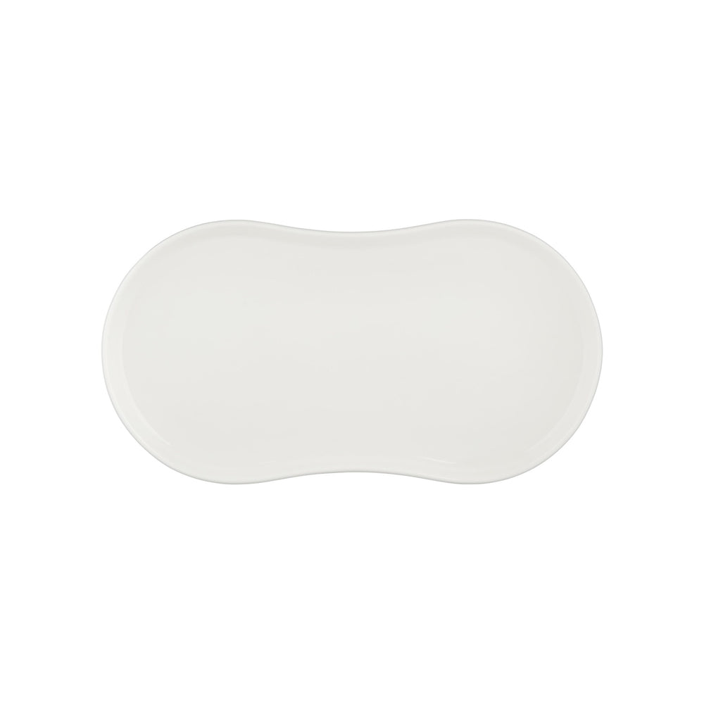 Smooth White 15" x 7.75" x h:0" Rectangular Warm White Vitrified Platter