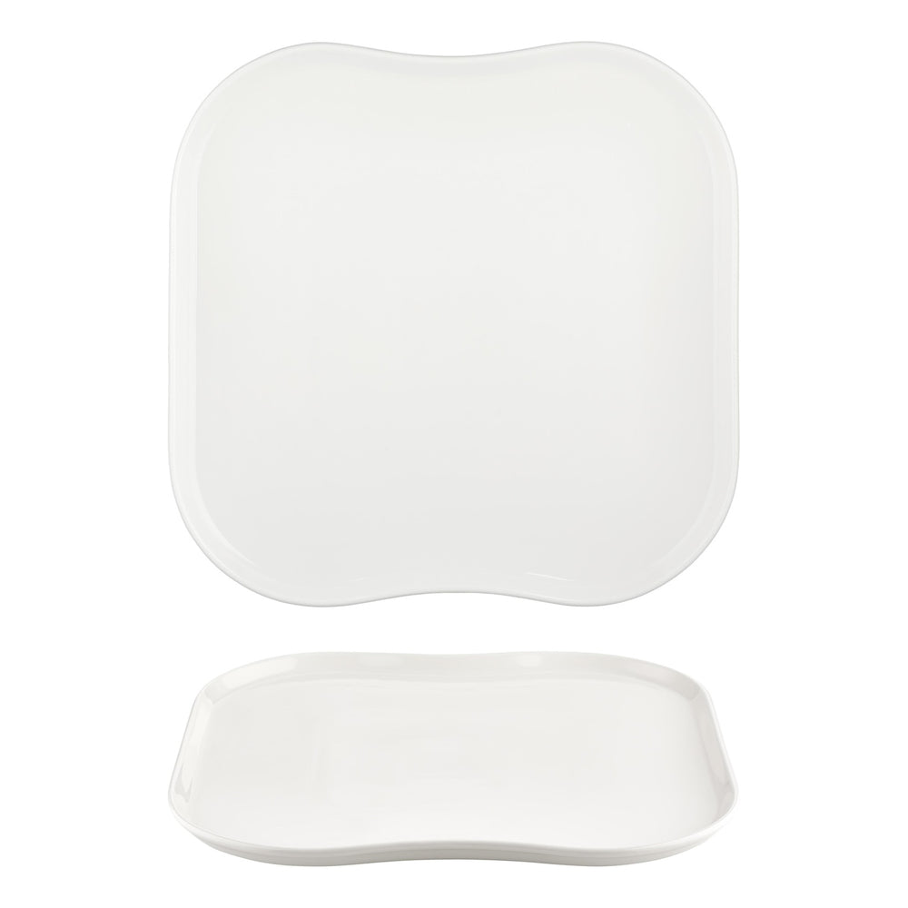 Smooth White 13.25" x 13.25" Square Warm White Vitrified Plate