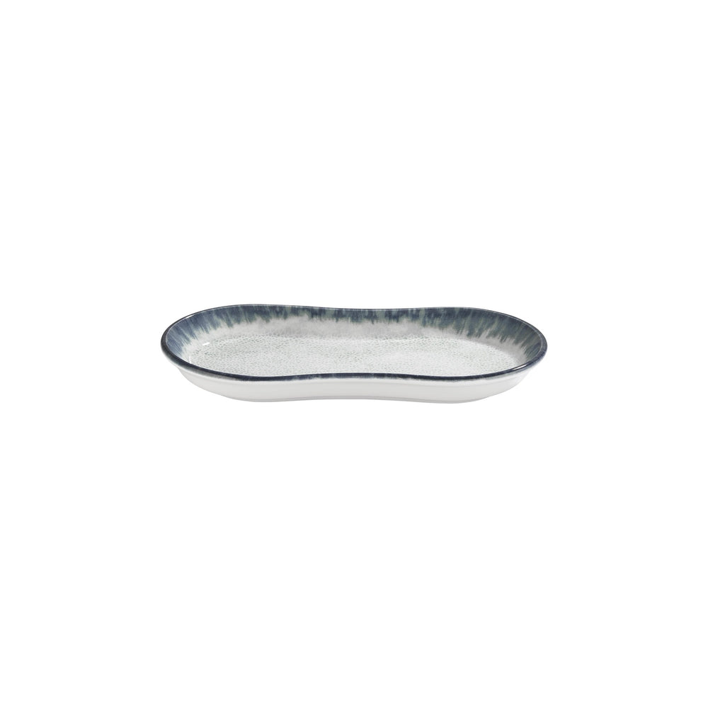 Smooth Ambience Blue 11.5" x 6.75" x h:0" Oval Blue Vitrified Platter