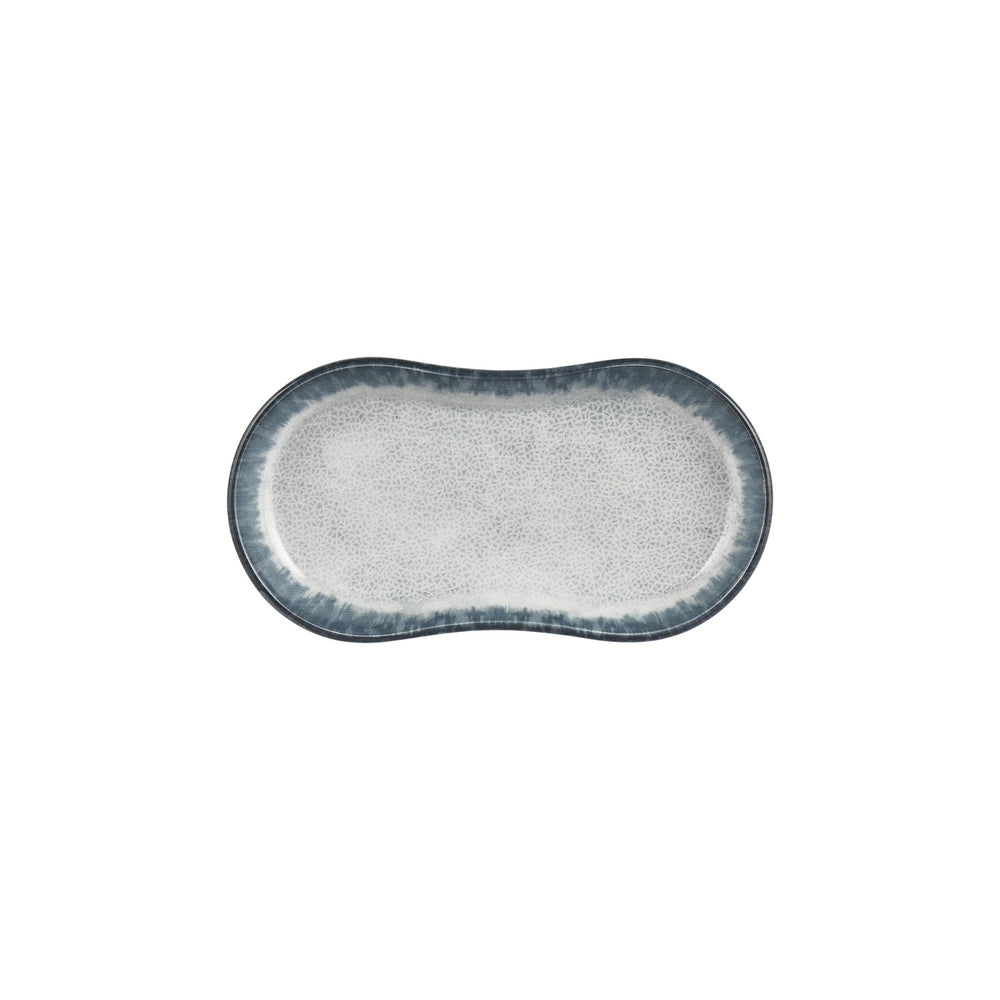 Smooth Ambience Blue 11.5" x 6.75" x h:0" Oval Blue Vitrified Platter
