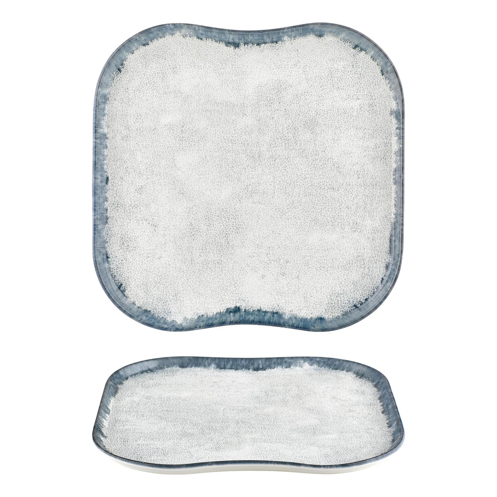 Smooth Ambience Blue 13.25" x 13.25" Square Blue Vitrified Plate