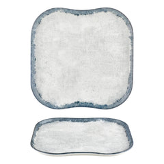 Smooth Ambience Blue 13.25" x 13.25" Square Blue Vitrified Plate