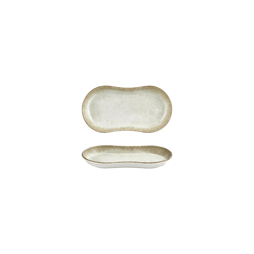 Smooth Ambience Yellow 7.5" x 4.25" x h:0" Oval Beige Vitrified Platter