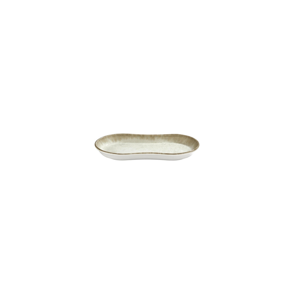 Smooth Ambience Yellow 7.5" x 4.25" x h:0" Oval Beige Vitrified Platter