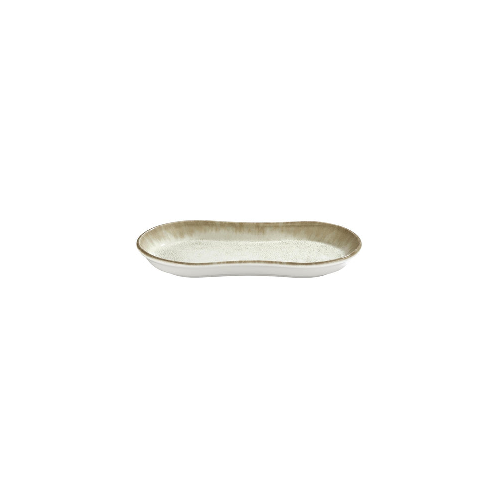 Smooth Ambience Yellow 9.5" x 5.5" x h:0" Oval Beige Vitrified Platter