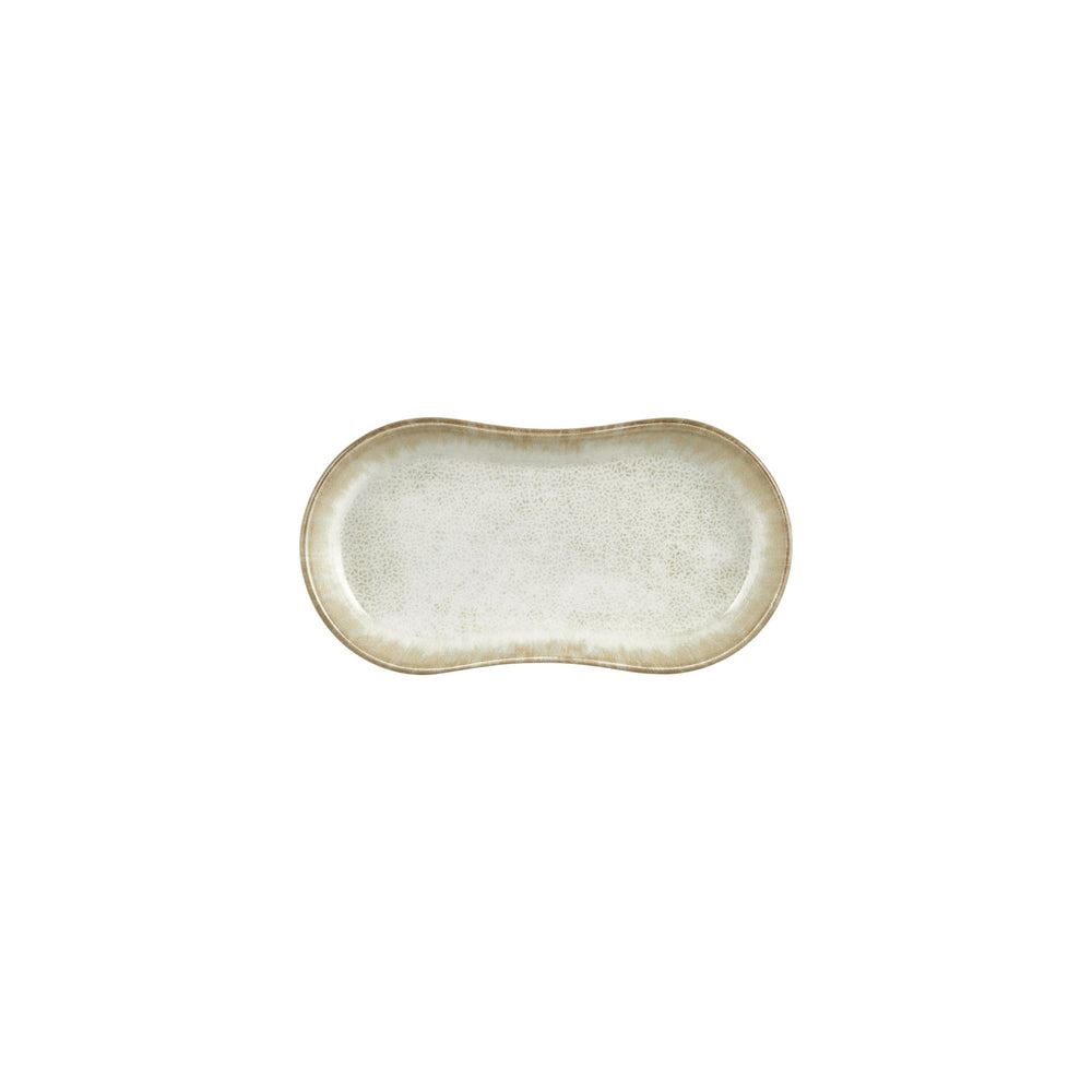 Smooth Ambience Yellow 9.5" x 5.5" x h:0" Oval Beige Vitrified Platter