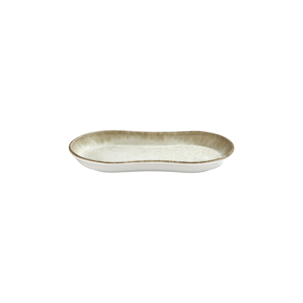 Smooth Ambience Yellow 11.5" x 6.75" x h:0" Oval Beige Vitrified Platter