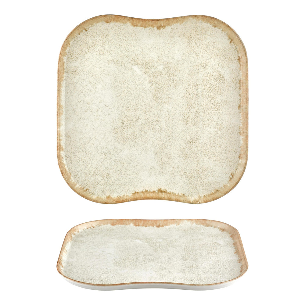 Smooth Ambience Yellow 13.25" x 13.25" Square Beige Vitrified Plate