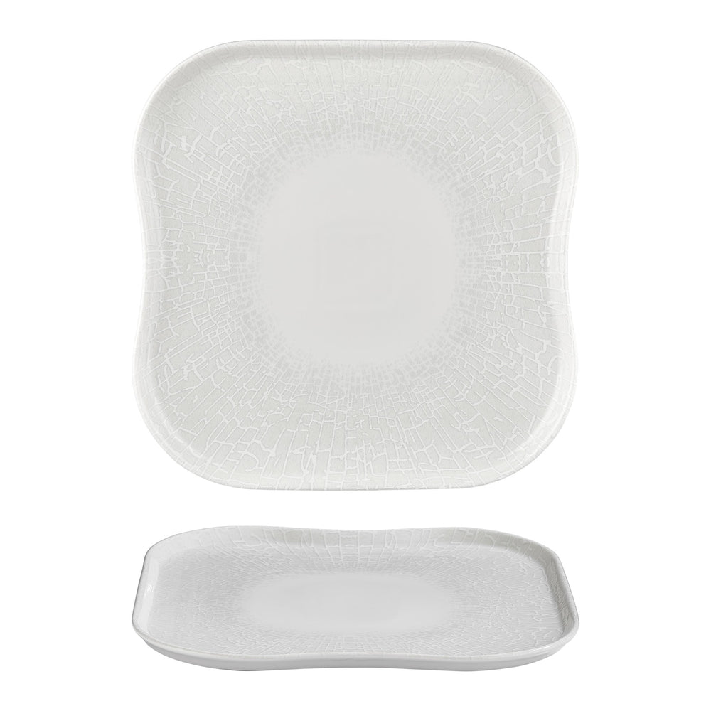 Illusion 13.25" x 13.25" Square Blue Vitrified Plate