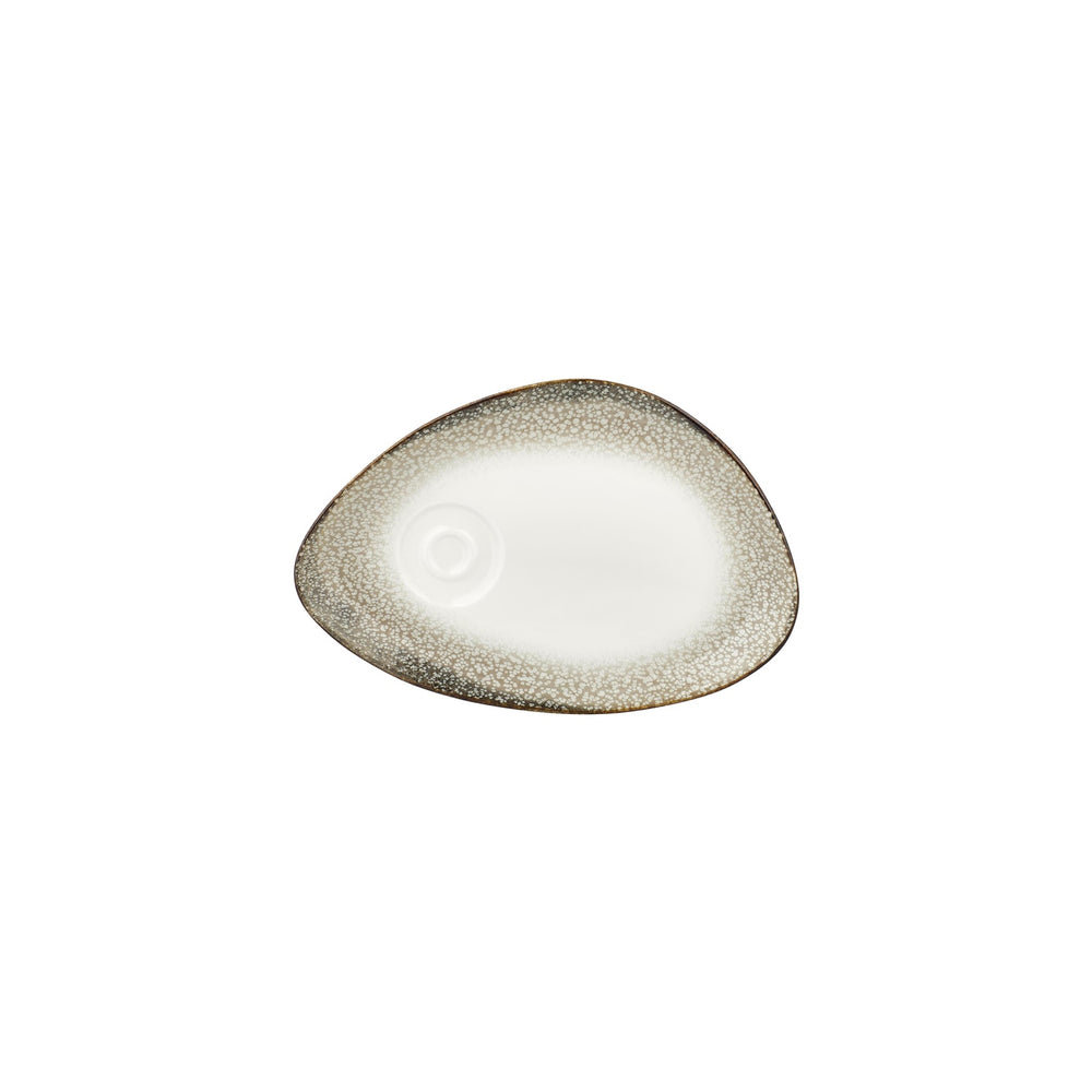 Spazio 9.75" x 6.75" x h:0" Organic Decorated Vitrified Saucer