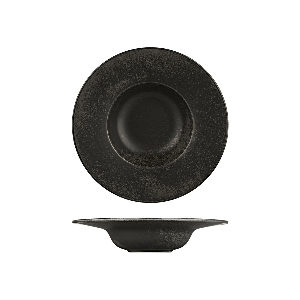 Vision dia.11" h:2.25" 16 oz. Round Black Vitrified Deep Plate