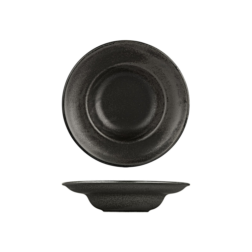 Vision dia.10.75" h:2.5" 17 oz. Round Black Vitrified Deep Plate