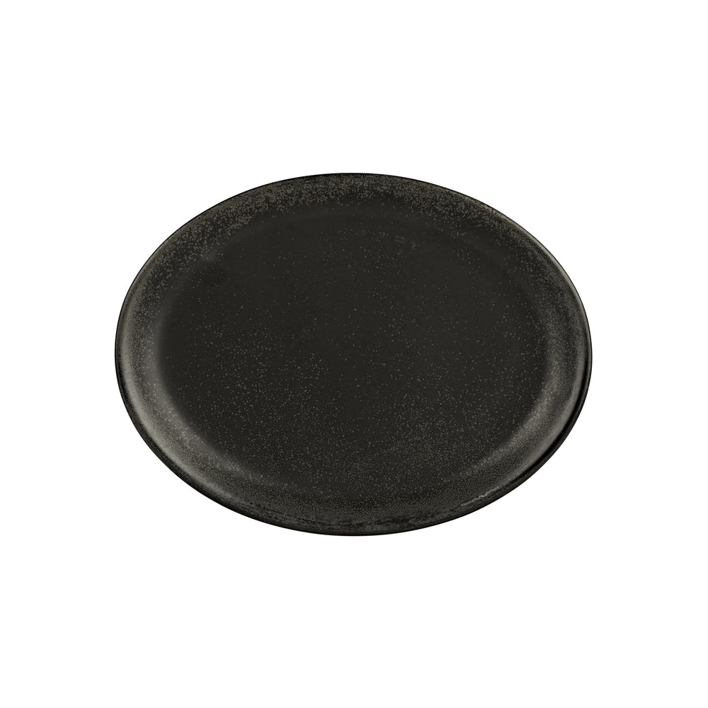 Vision 14.25" x 11" x h:1.25" Oval Black Vitrified Platter