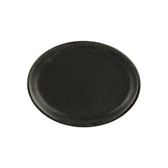 Vision 14.25" x 11" x h:1.25" Oval Black Vitrified Platter
