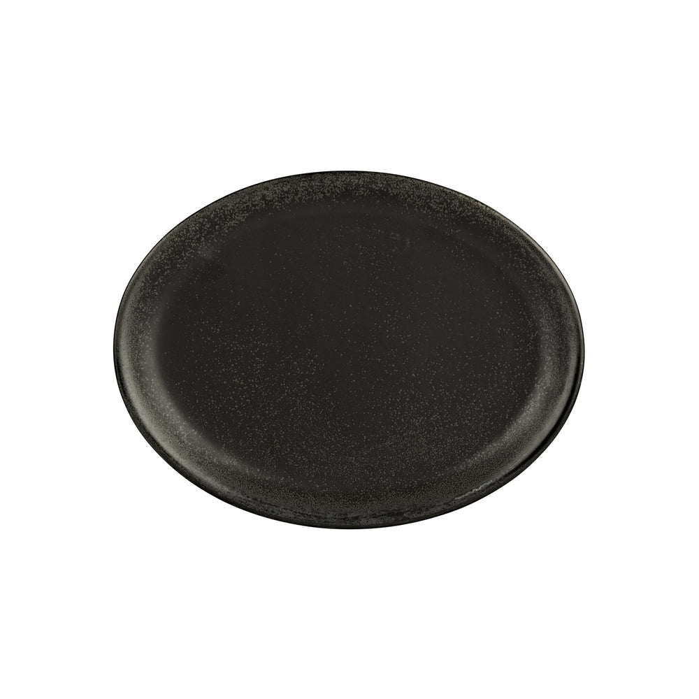 Vision 14.25" x 11" x h:1.25" Oval Black Vitrified Platter