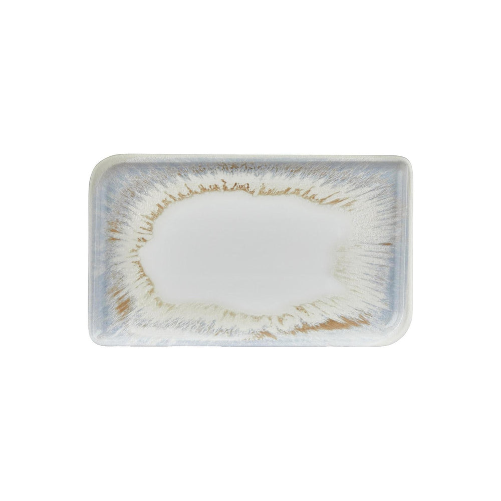 Wave 14.25" x 8.25" x h:0" Rectangular Blue Vitrified Platter