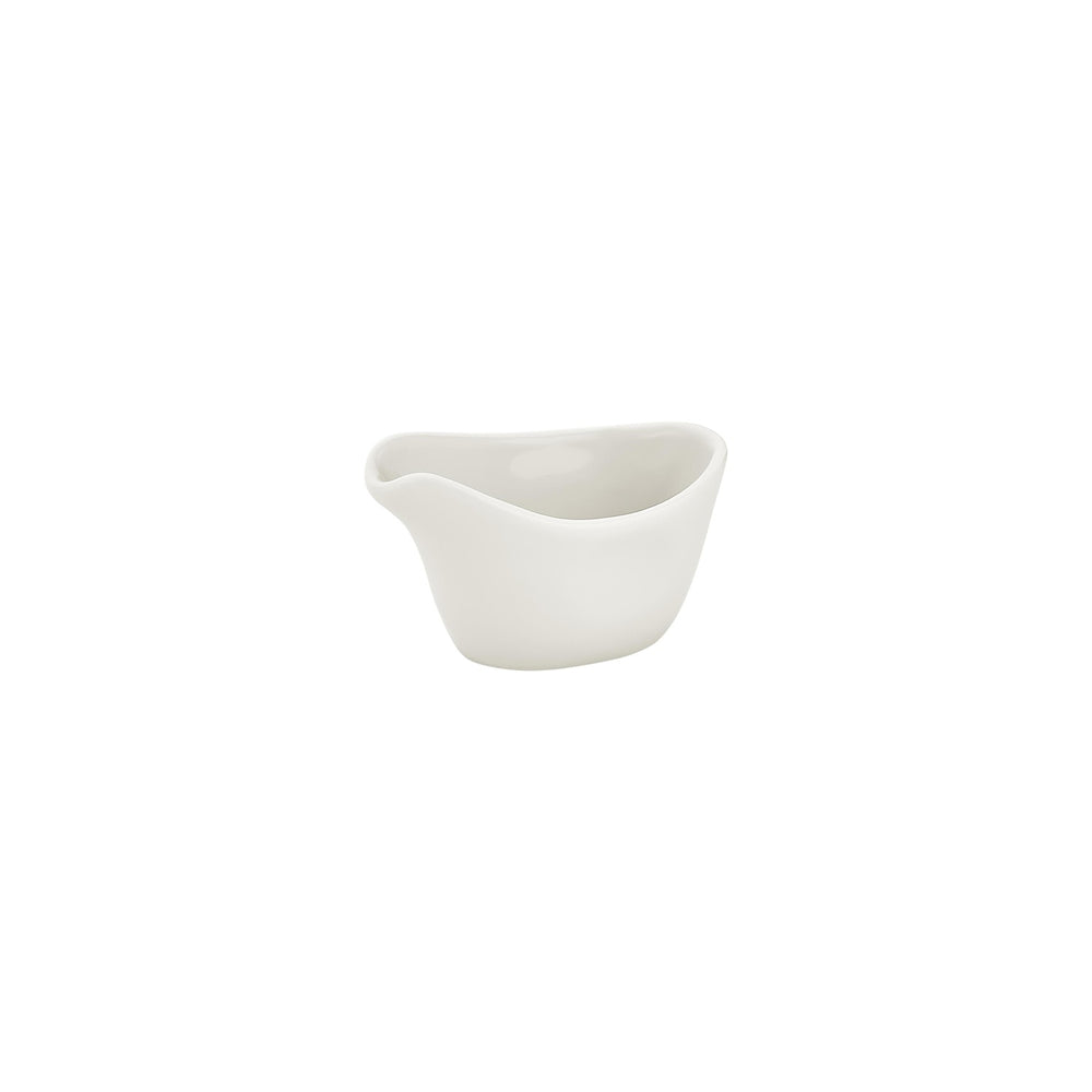 Gourmet 3.25" x 2" x h:0" 2 oz. Oval Warm White Vitrified Creamer